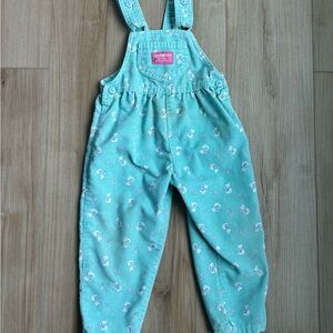 Vintage OshKosh B'gosh Teal Kitten Overalls